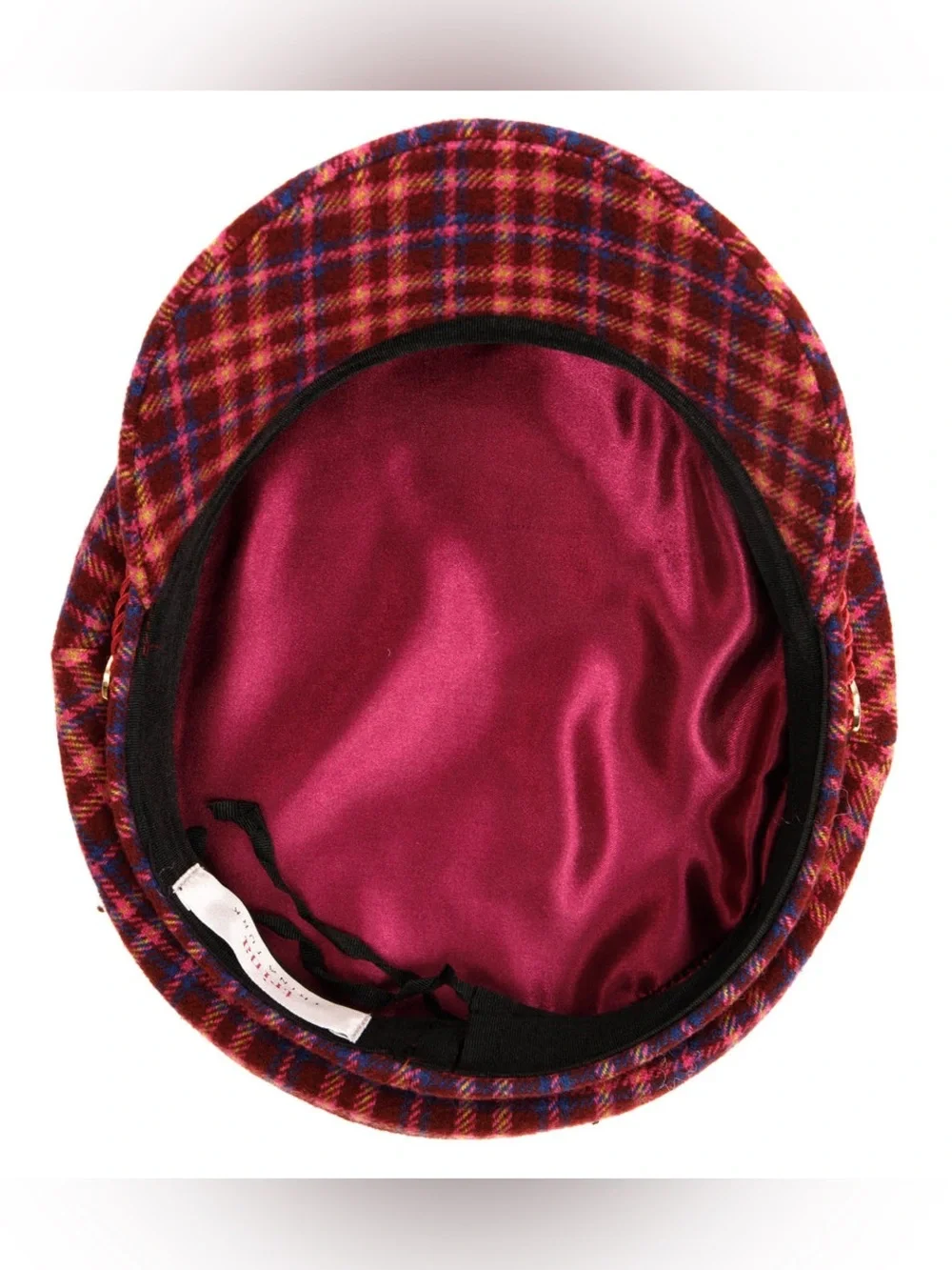Trina Turk “Taylor” pink/wine plaid Newsboy/Messenger Hat - NWT